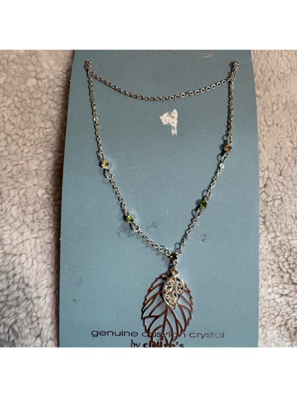 NWT Y2K Icing Silver Leaf Necklace Genuine Austrian Crystal